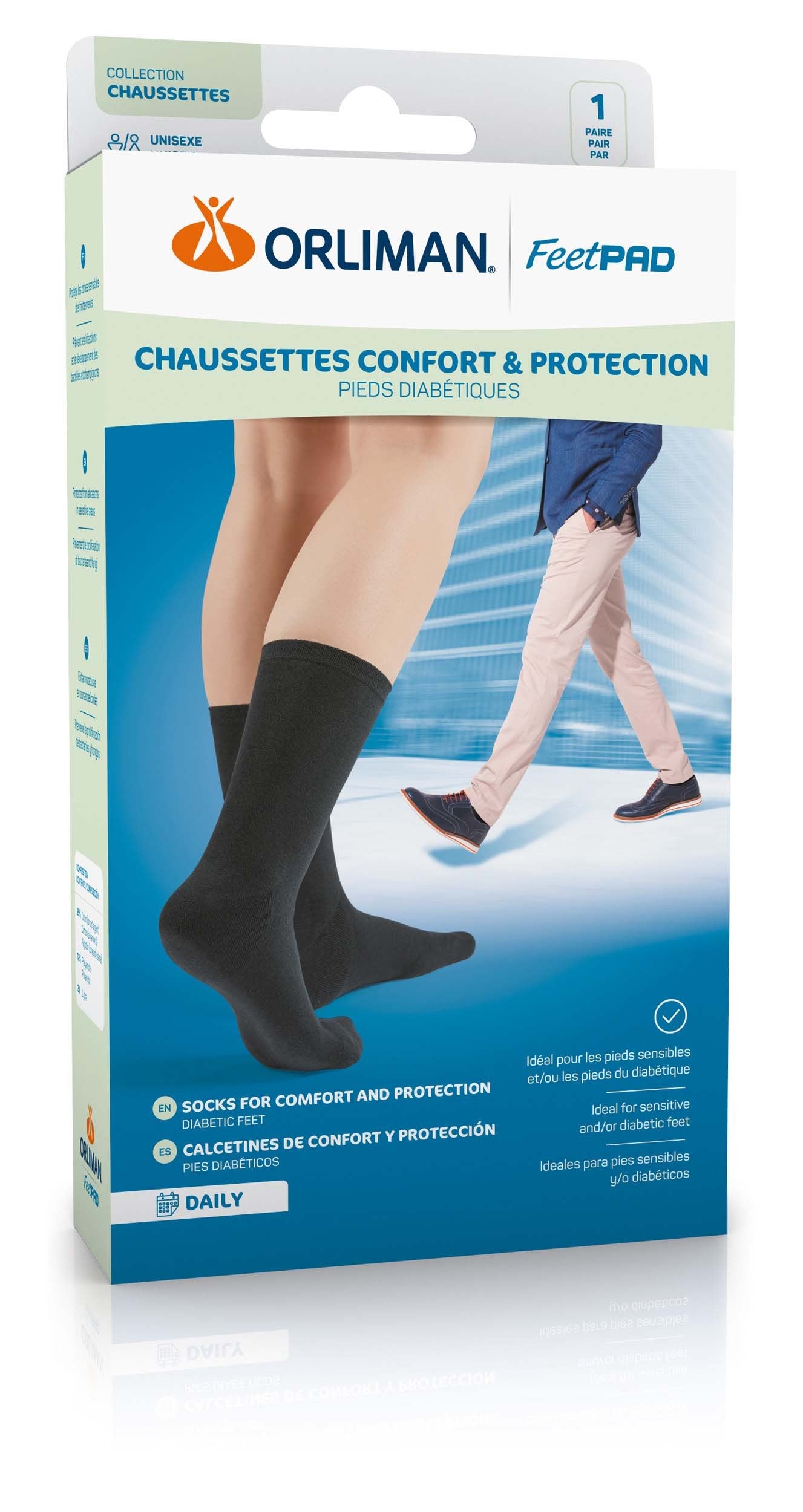 Chaussettes Confort et Protection Daily FEETPAD - 4 tailles - Orliman