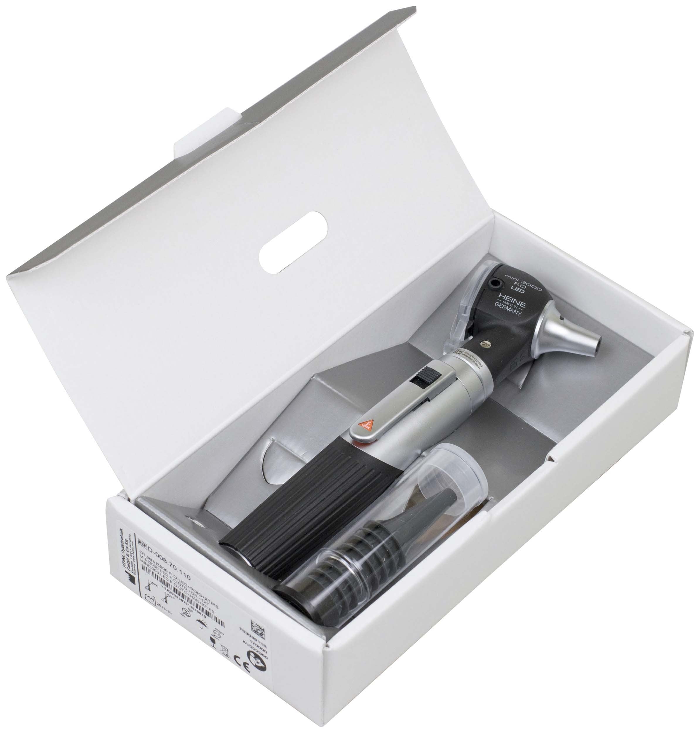 Otoscope Led Mini3000 FO 2.5V 1 Poignée 4 Spéculums Réutilisables+10 Spéculums Usage Unique - HEINE