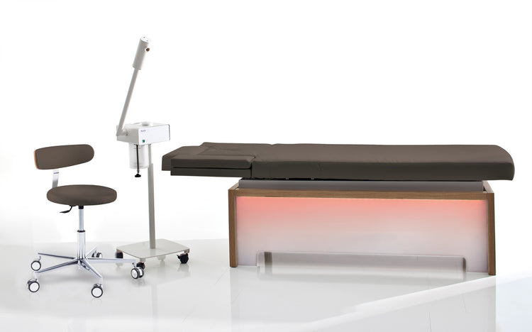 Gamme complète - Table de soins SONORA avec chauffage + siège ROUND + Vaporisateur - Ruck