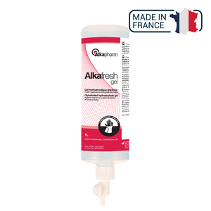 Alkafresh - Gel hydroalcoolique glycériné pour la désinfection des mains - Flacon airless - 1 L - Alkapharm