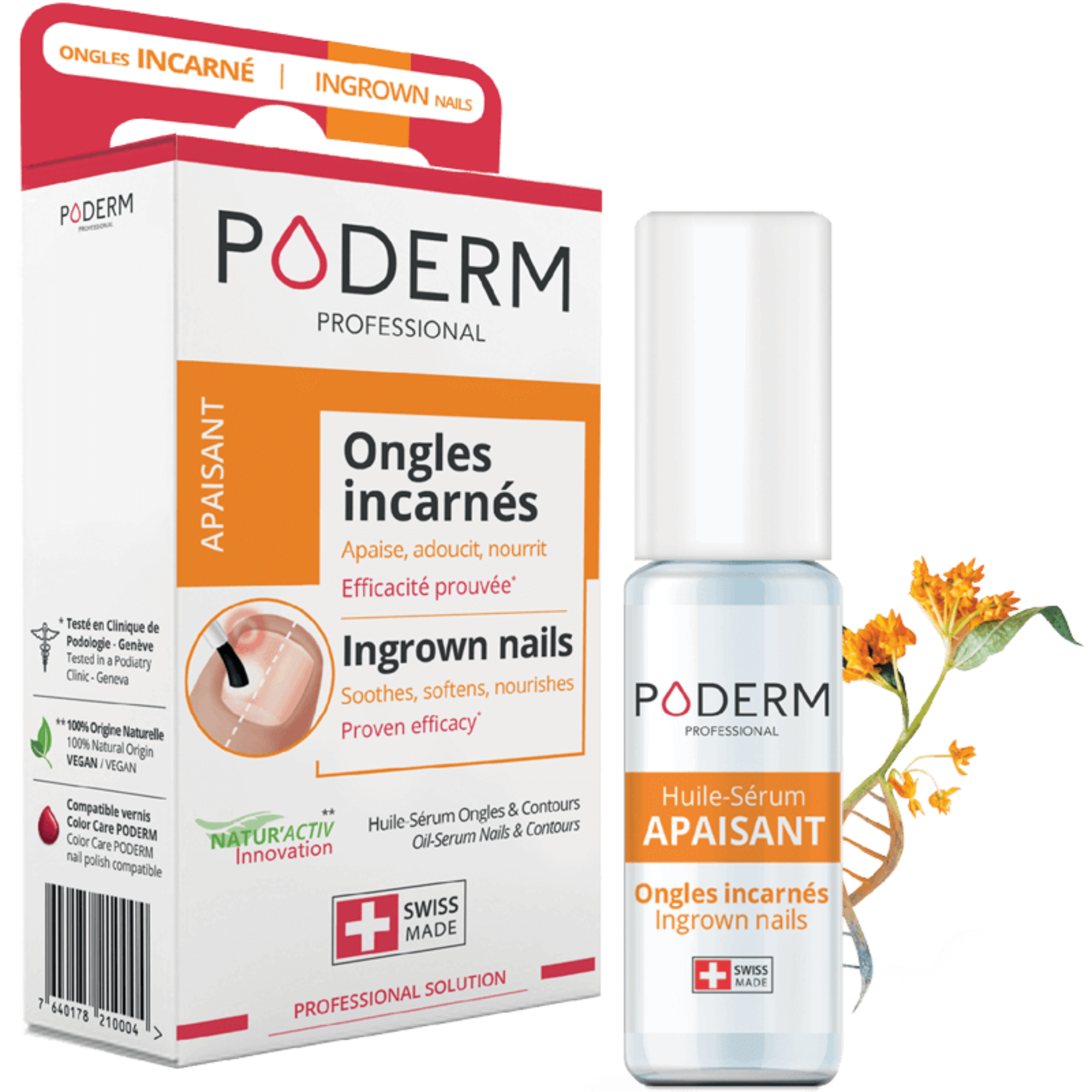 Traitement Sérum Ongles incarnés, incrustés - 8ml - Apaisant - Poderm Professional