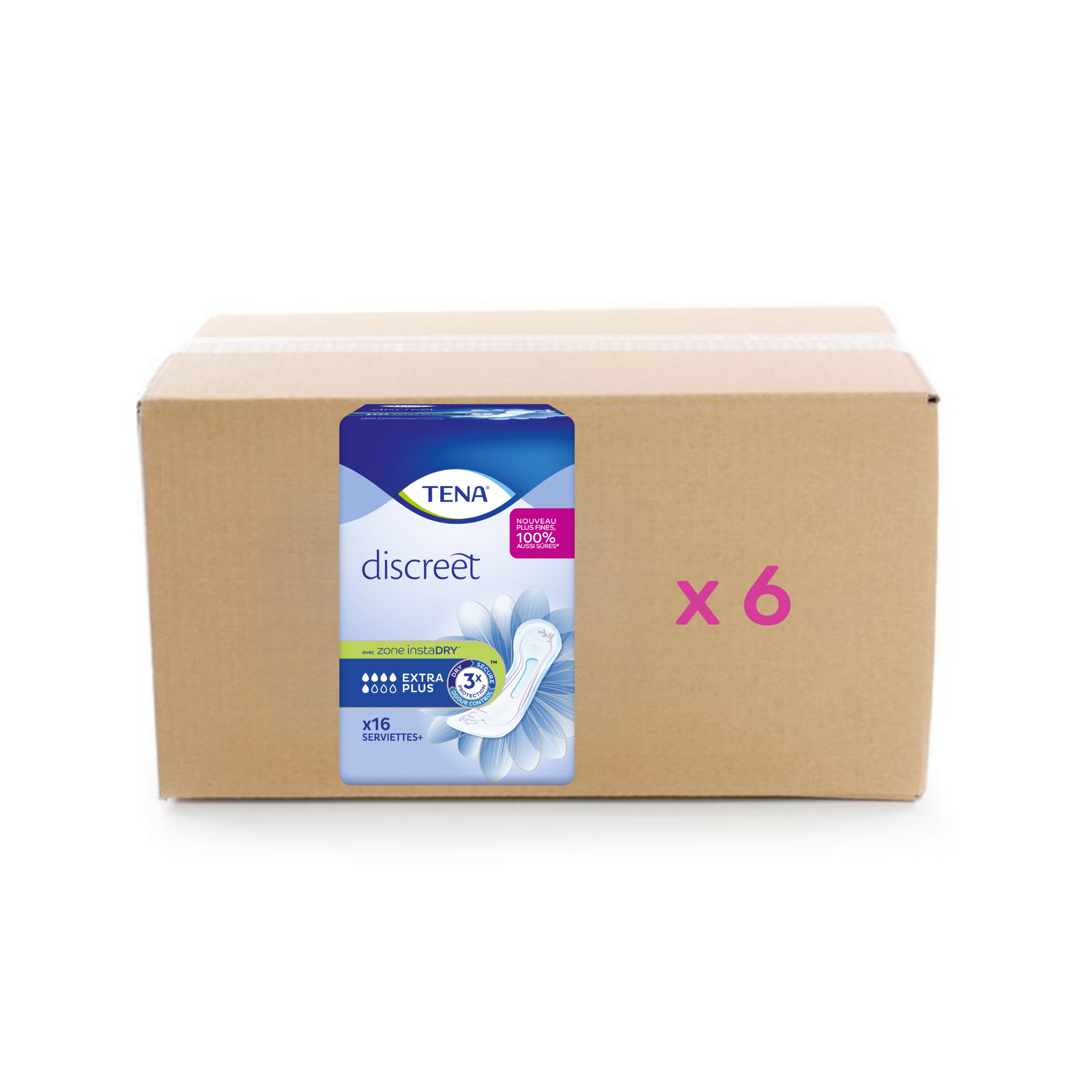 Protection Lady Discreet Extra Plus Instadry - 5 gouttes - carton 6x16U - Tena