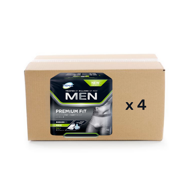 Protection Men Premium Fit - Niveau 4 - 6 gouttes - L - carton 4x10 - Tena