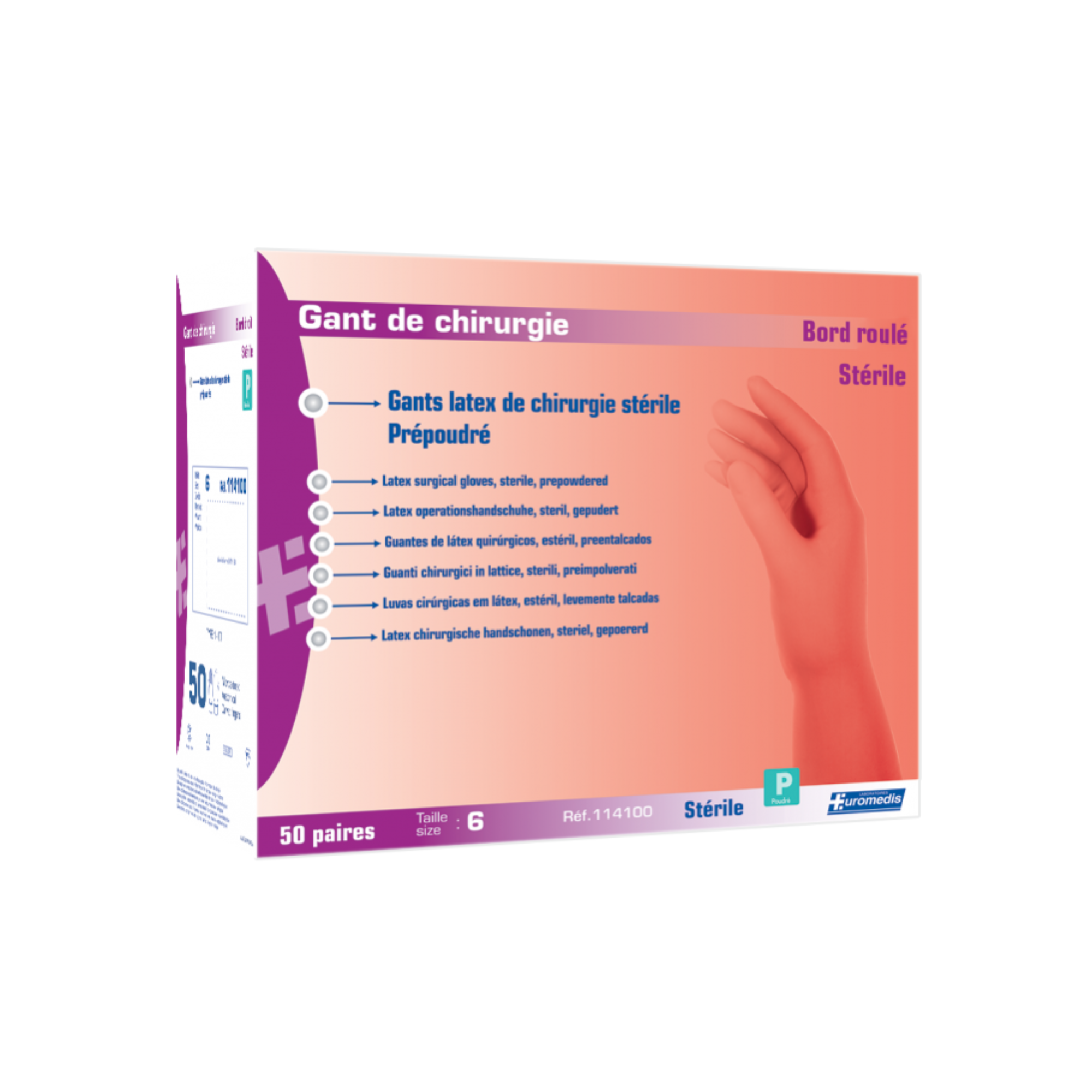 Sterile Surgical Gloves - Latex - Powdered - Box of 50 pairs