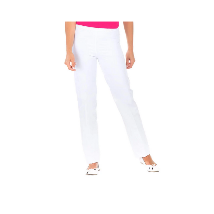 Manu - Pantalon Sergé Blanc BIO - Mixte - Ceinture élastique - Sans poche My Blouse